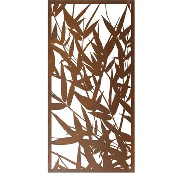corten steel frame wall partition laser cut metal outdoor privacy  corten steel screen