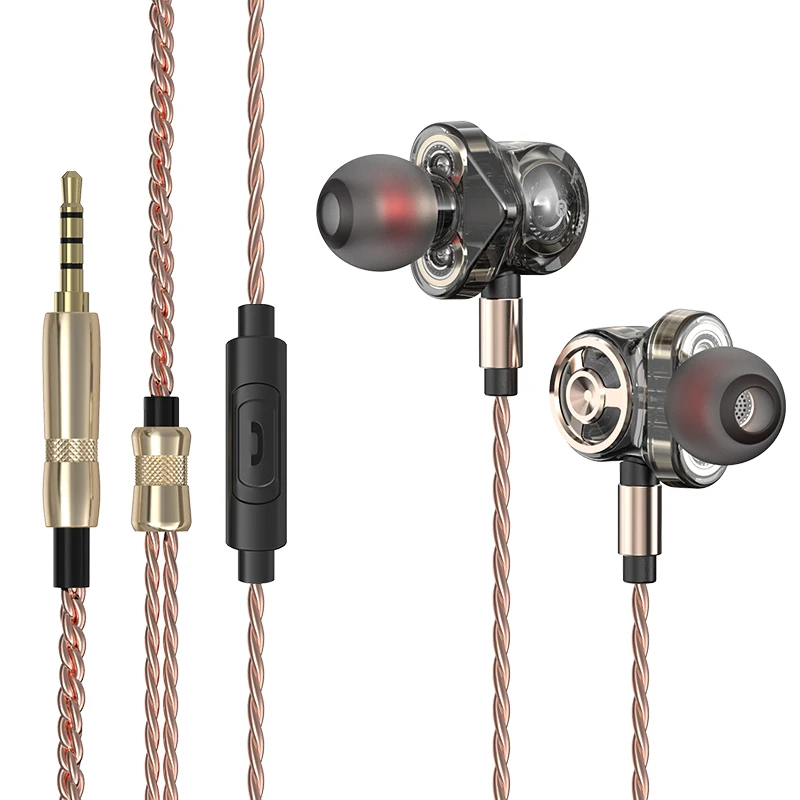 In Ear Earphone 6 Dynamic Driver Unit Headphone With Mic Stereo Sports HIFI Subwoofer Headset Monitor Earbuds