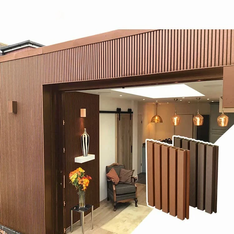 LANDING Co Extrusion exterior Wood Composite Hollow Fluted WPC Cladding Boards Facade House decor Outdoor WPC Wall Panel
