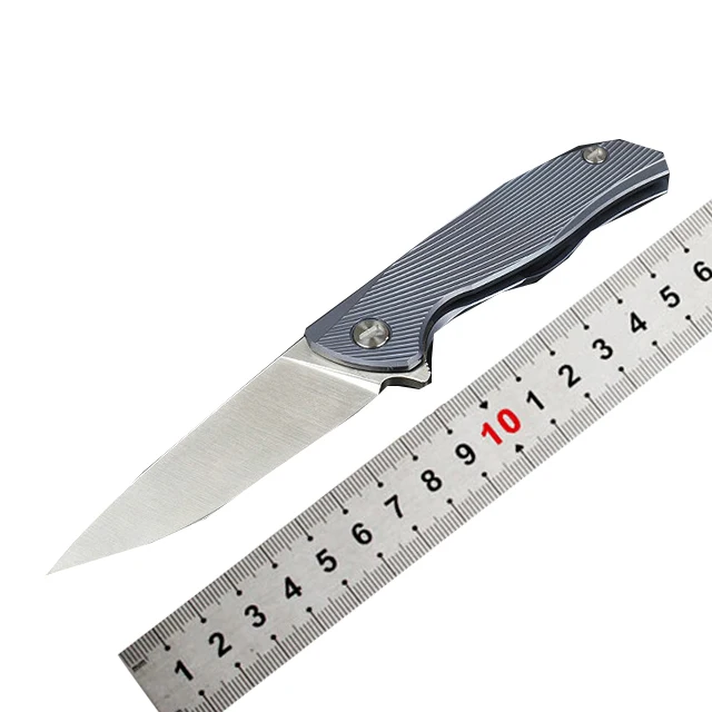 OEM TC4 titanium alloy handle material pocket knife d2 steel camping knife tactical outdoor knife