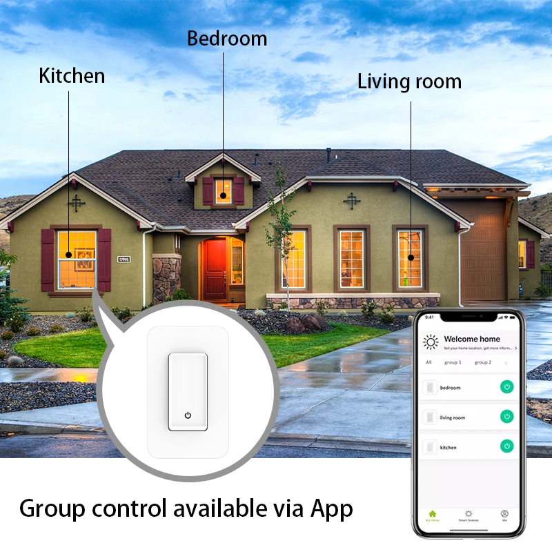 Apple homekit Авто tuya smart переключатель Wi-Fi 1 банды без нейтральный нам alexa 10a стены google home мульти 2 4