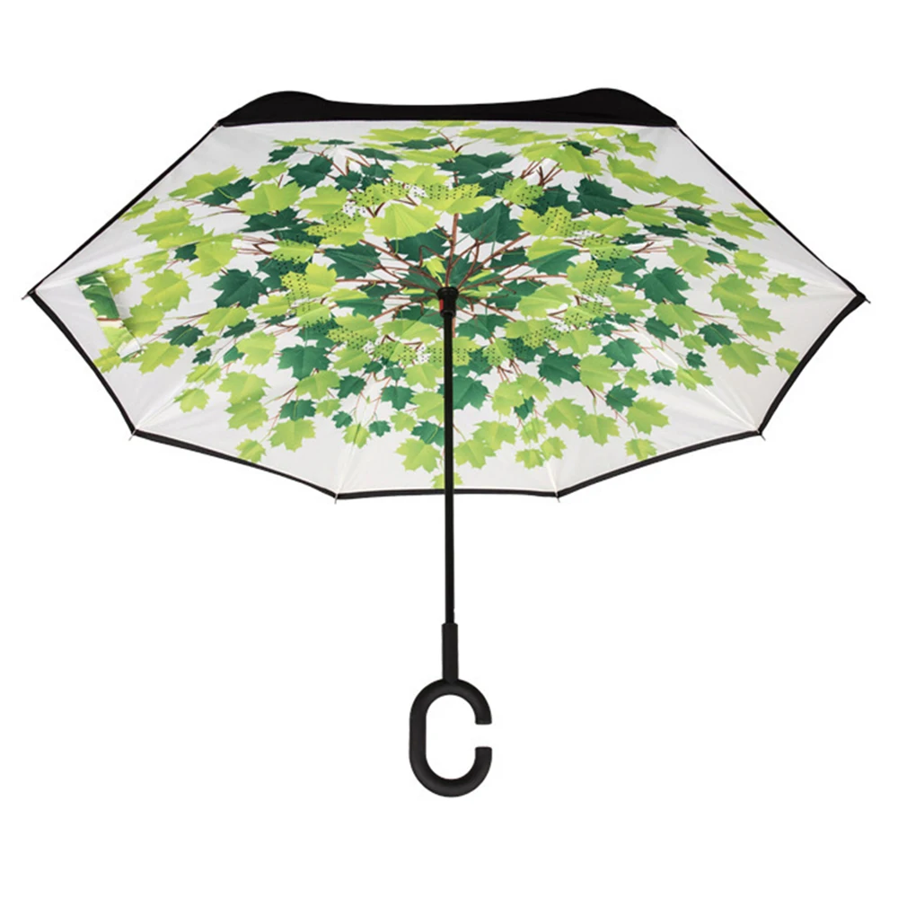 Double Layer Inverted Umbrella with C-Shaped Handle Anti-UV,waterproof windproof reverse Umbrella for Car rain Outdoor Use/