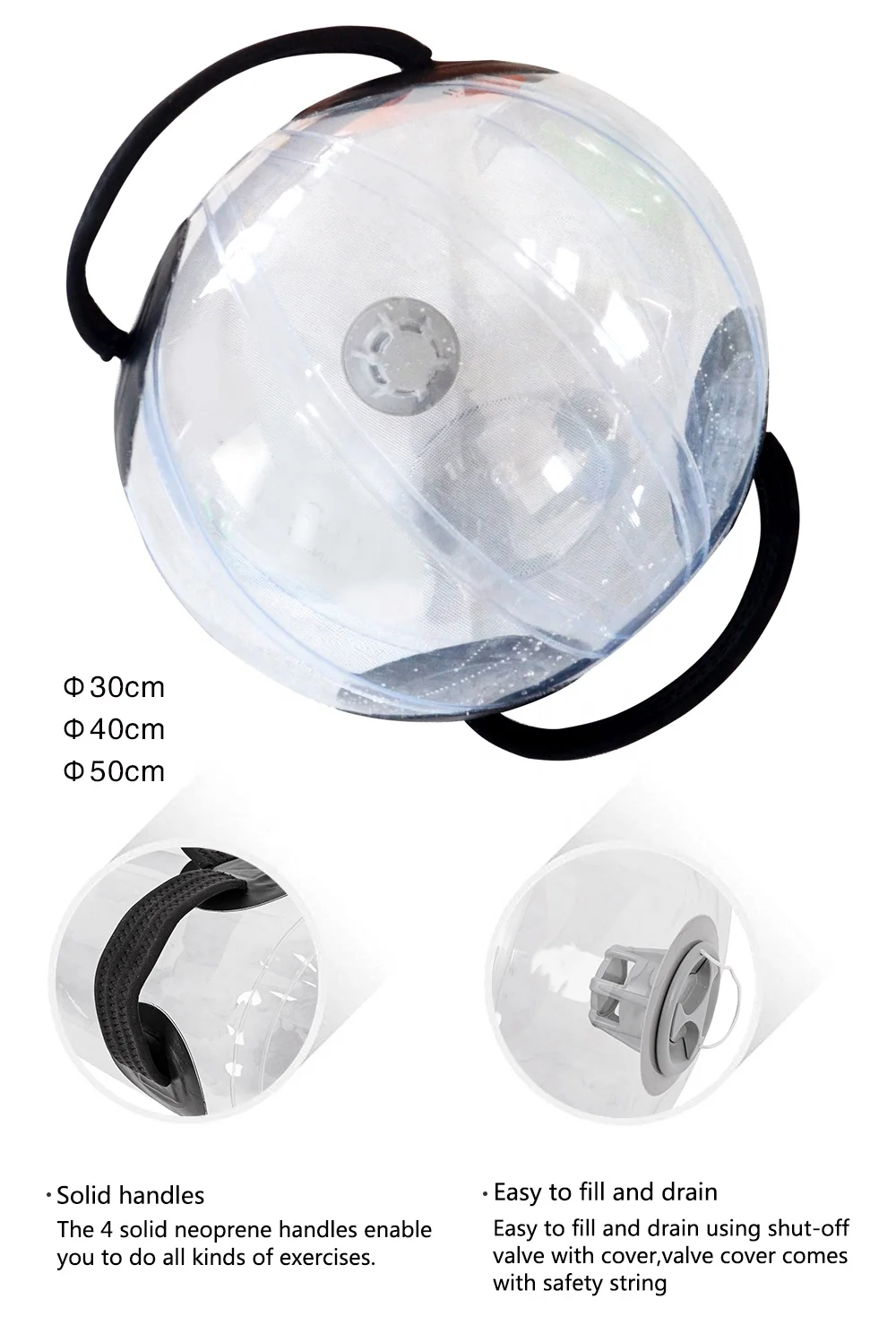 Inflatable strength power training transparent PVC fitness aqua bag water air bag