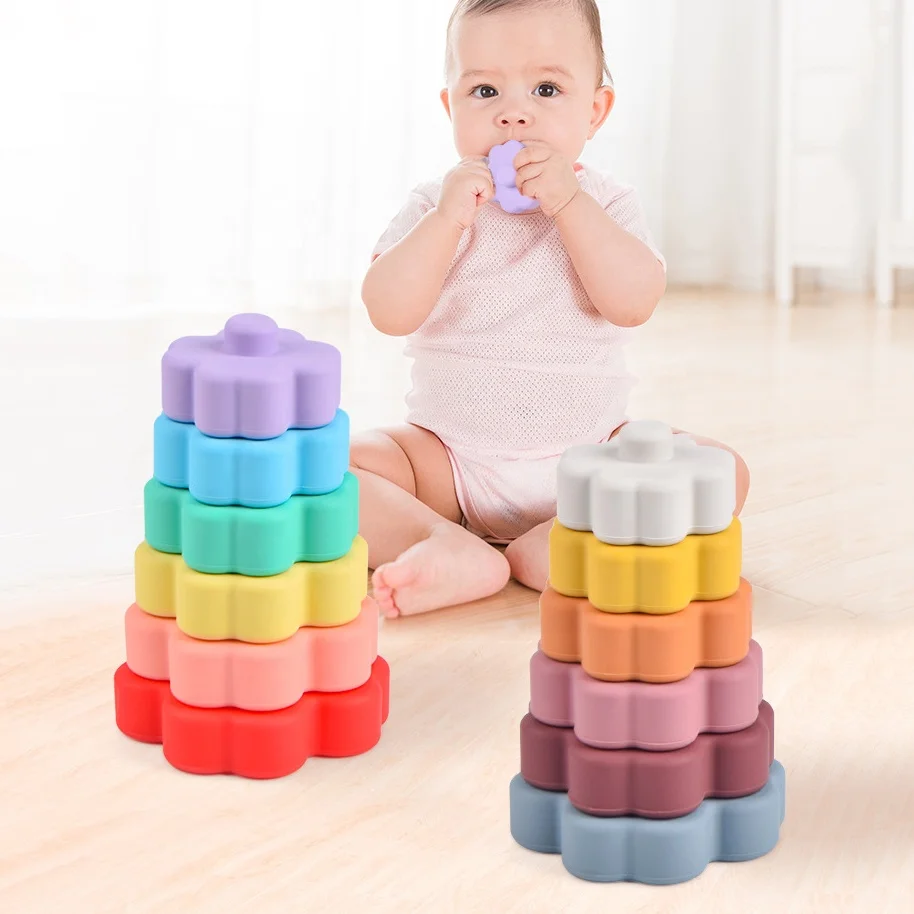 Новый тренд, силиконовый конструктор без бисфенола А, Детский развивающий мягкий силиконовый Радужный набор игрушек