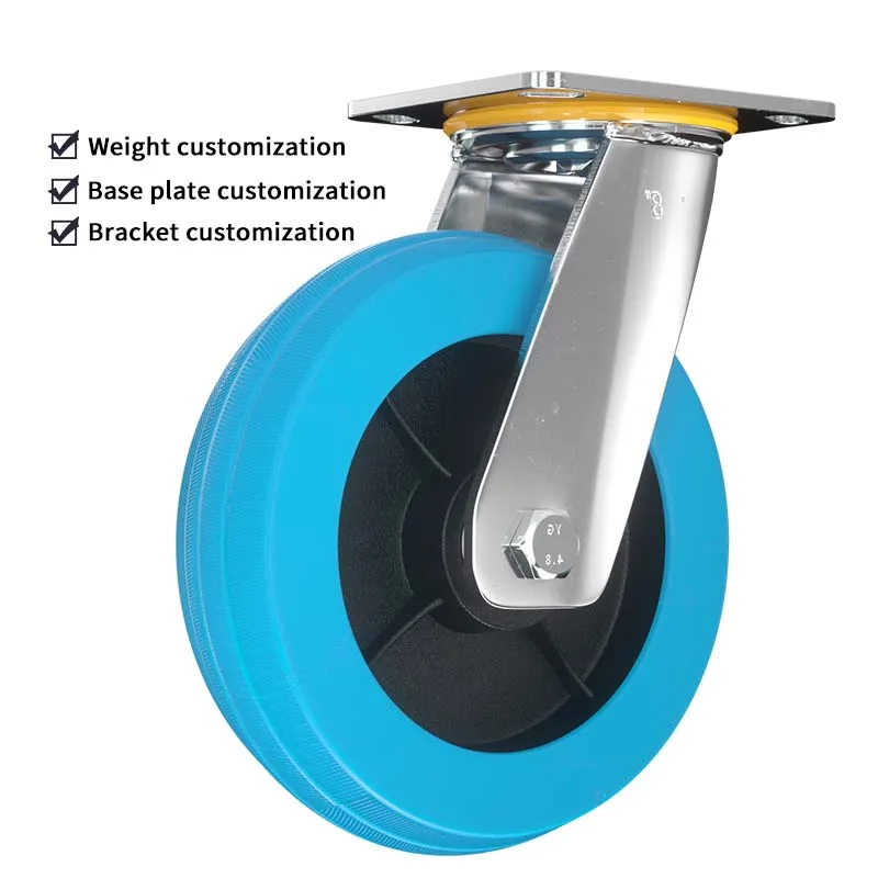 China supplier 4 inch 5 inch 6 inch 8 inch fixed Castors rubber heavy duty industrial caster wheels with iron core for sale