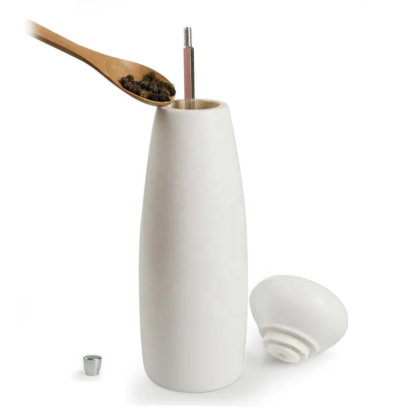 10 inch white color pepper grinder mill wood