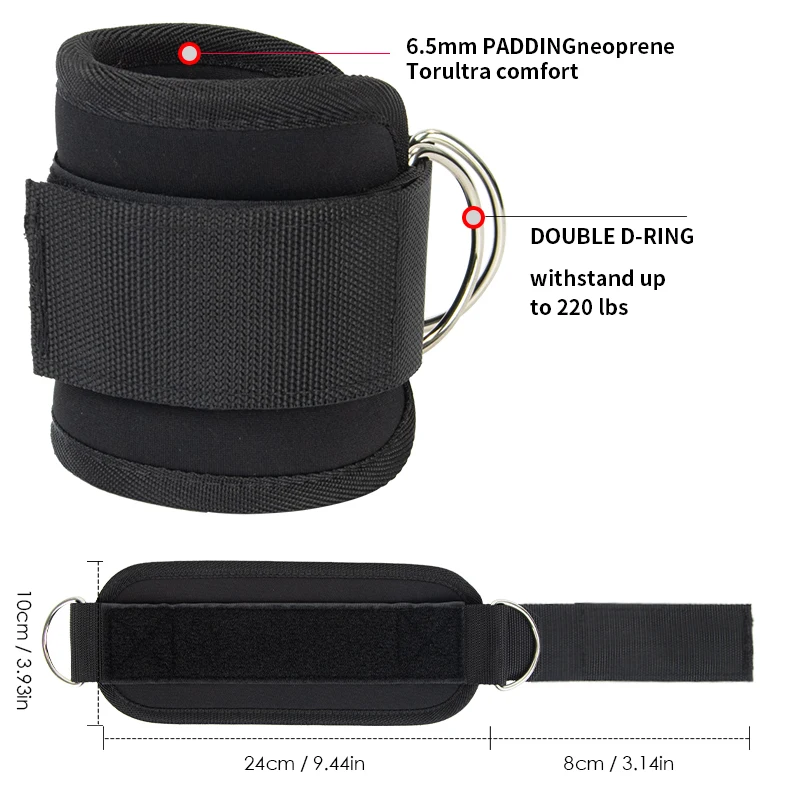 Protect Ankle Avoid Injuries Weight Lifting Workout or cable machines Gym Cable Ankle Straps