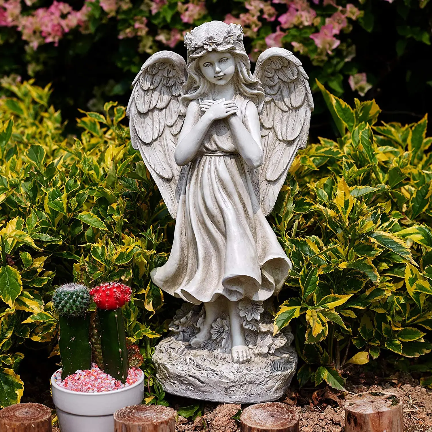  Light Up Angel Figurines and Statues Feature Battery with Powered Led Lights Timer Polyresin for