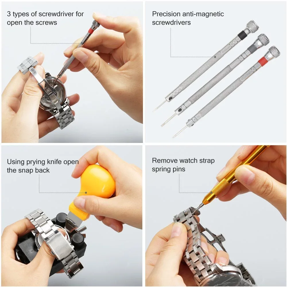 147 PCS Watch Repair Kit Profession Watchmaker Tools Set with Screwdriver Spring Bar Opener Remover