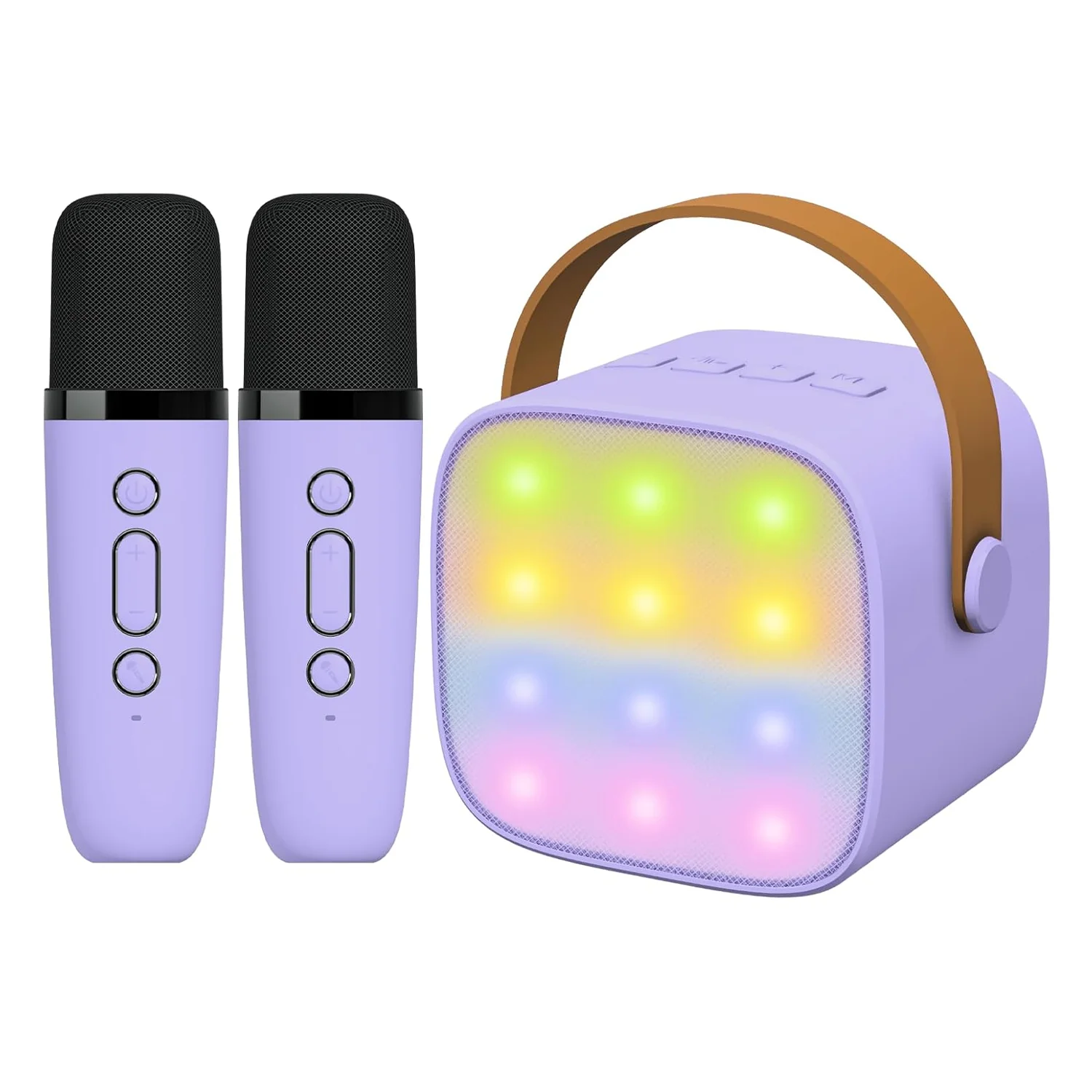 Hot Selling Portable Led Mini Karaoke Speaker With 2 Wireless Mic  Double Microphone Home Theater Party KTV Speakers for Kids