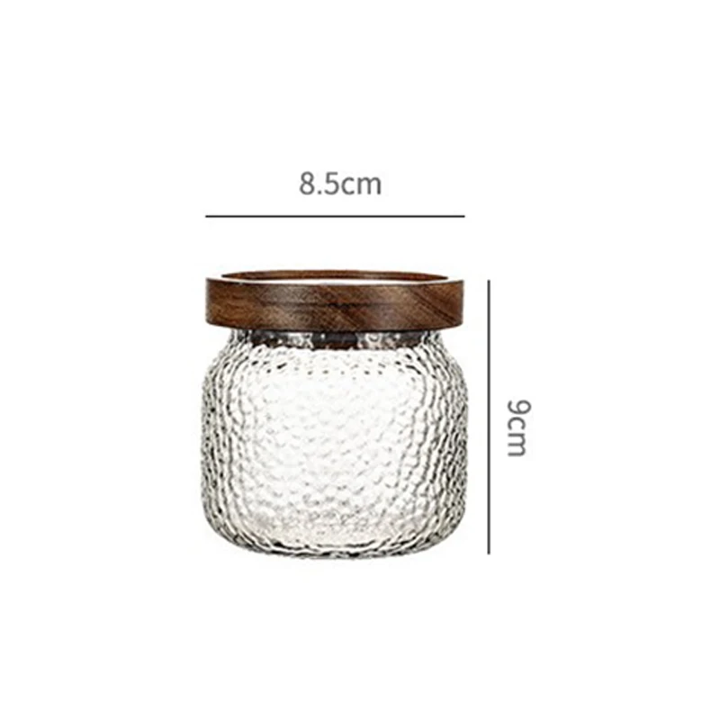300ml 500ml Custom Stackable Rice Candy Kitchen Canisters Clear Glass Food Storage Jars Containers With Wooden Lids