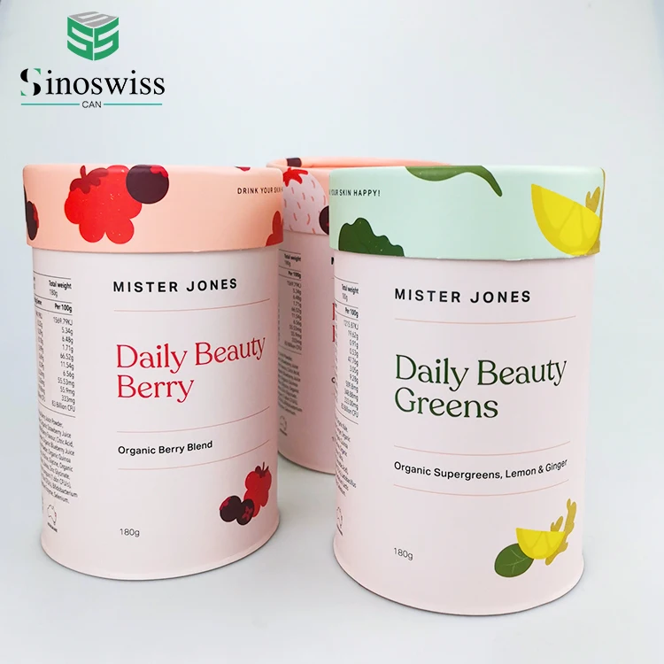 Hot Sale Customized Airtight Protein Powder Paper Tube Packaging Composite Can With Paper Lid