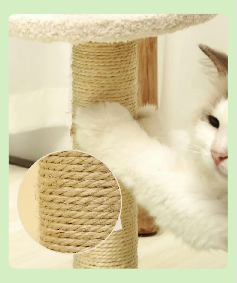 Pawise Safety Durable Cat Flower Scratching Post Wood Cat Scratch Play House With Sisal Rope Cat Tree Tower For Indoor Playing