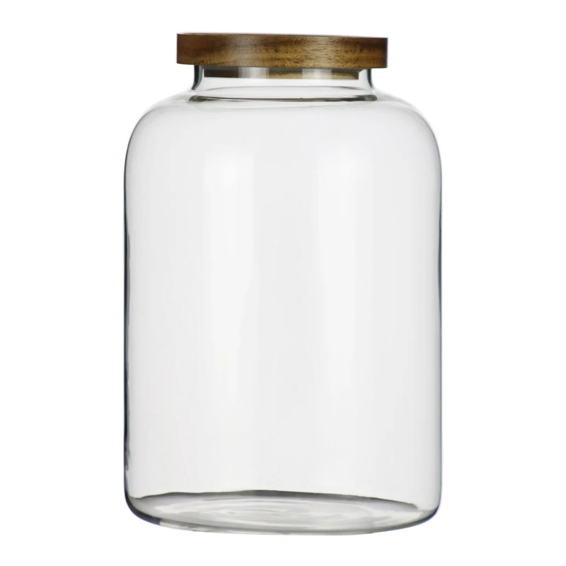 Food Grade Acacia Wood Seal Lid Glass Jar Food Jar With Lid, Glass Storage Jars Airtight Lid