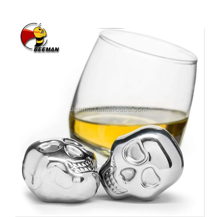 Beeman Bar Accessories Gift Skull Head Metal Stainless Ice Cube