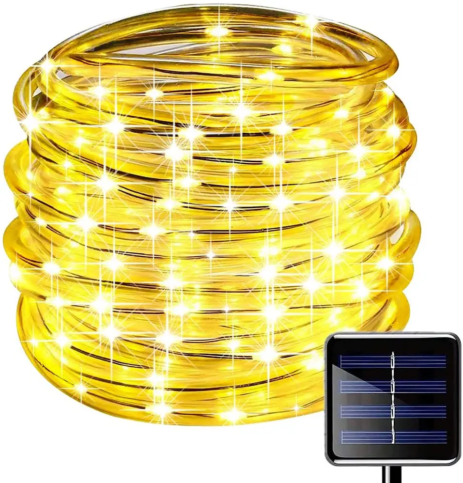 Solar 8 Mode String Copper Wire Light 50leds Warm White Fairy Lights 100leds Colorful Solar Rope Light 200leds For Garden Yard P