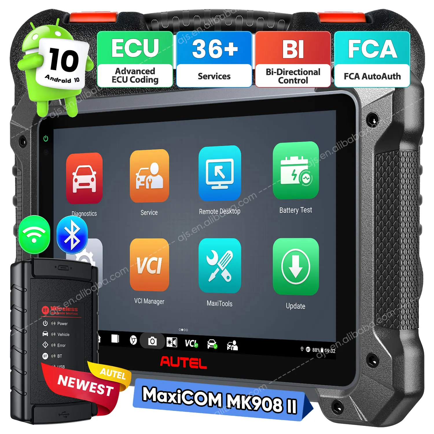 Autel MaxiCOM MK908 II Автомобильный сканер OBD2 профессиональная полная система автомобиля Универсальные инструменты для диагностики алтаря