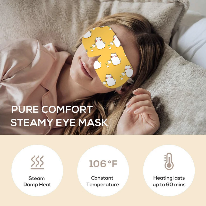 Private label anti-ageing herbal borneol relieve eye fatigue self hot for travel sleeping steam eye mask