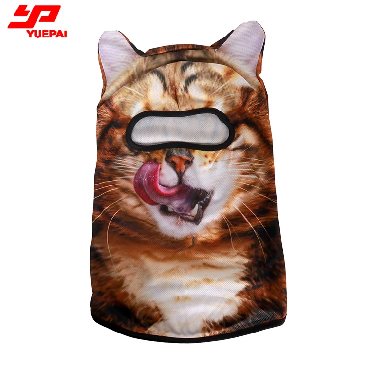 Dropship Full sublimation head face one hole winter designer cat dog headwear design logo 3d animal custom print balaclava