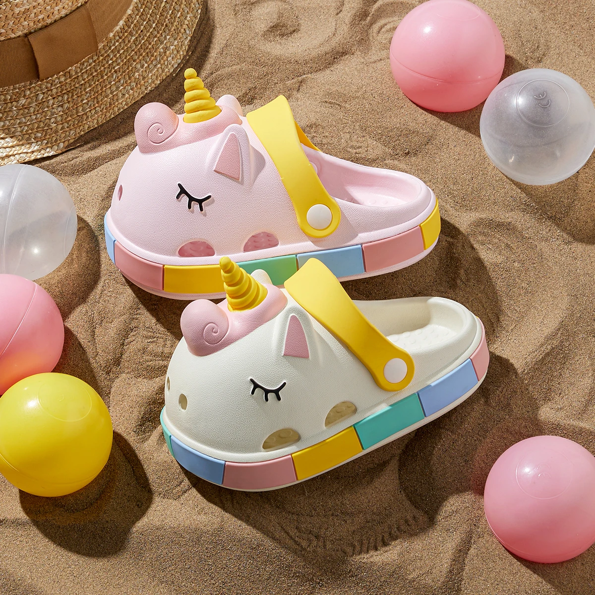 Cheerful Mario Unicorn Girl Children Slippers Summer Princess cute cartoon baby indoor non-slip kids boys clogs