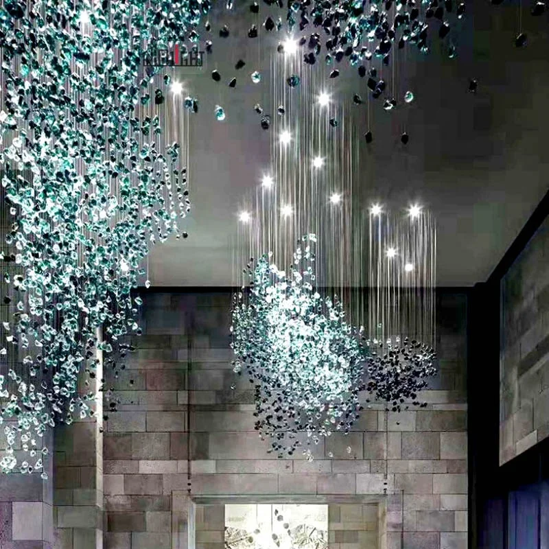 SG Customization hotel glass decorative stones ceiling lamps chandelier for large sand table sales department pendant lamp
