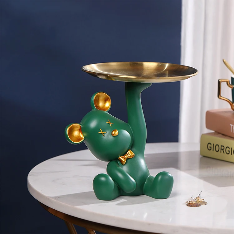 New styles resin bear statues bear tray animal storage resin bears for table decoration wedding