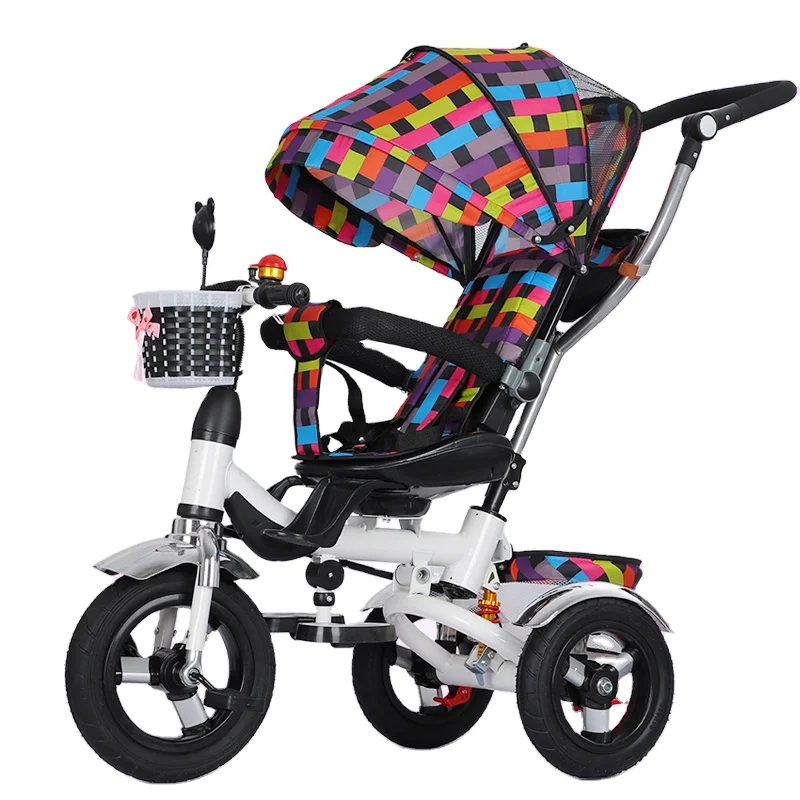 
2021 wholesale price 4 in 1 baby tricycle Suitable kids riding trike baby tricycle with parent handle/Children tricycle 