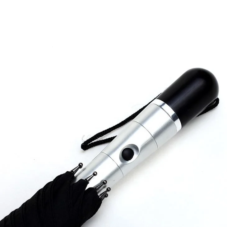 Portable Christmas Outdoor Advertise Rechargeable Blue Flash Light Up Drop Battery Long Handle Promotion Led Pole Stick Umbrella