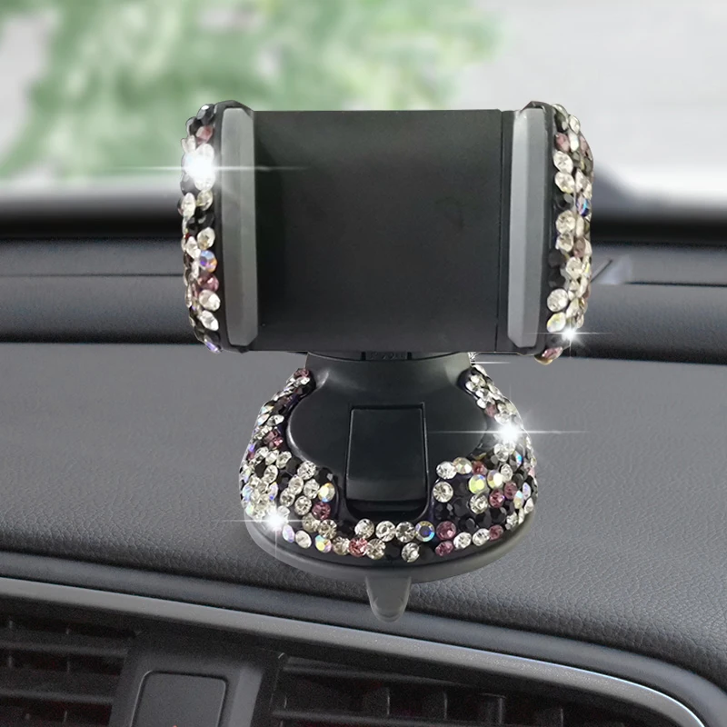 Автомобильный держатель для телефона с поворотом на 360 градусов автомобильного вентиляционного отверстия зажим автомобильной приборной панели автомобильных окон со стразами