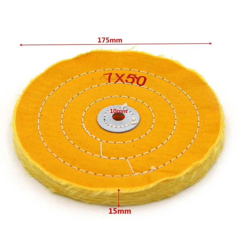 Полировальное колесо, желтая хлопковая ткань для полировки ворса, 3/4/5/6/7/10/12 дюймов, для золота, ювелирных изделий, металла, дерева, полировальные абразивные инструменты