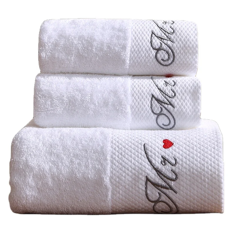100% cotton luxury high quality bath towel hotel bathroom towel pure color absorbent White towel