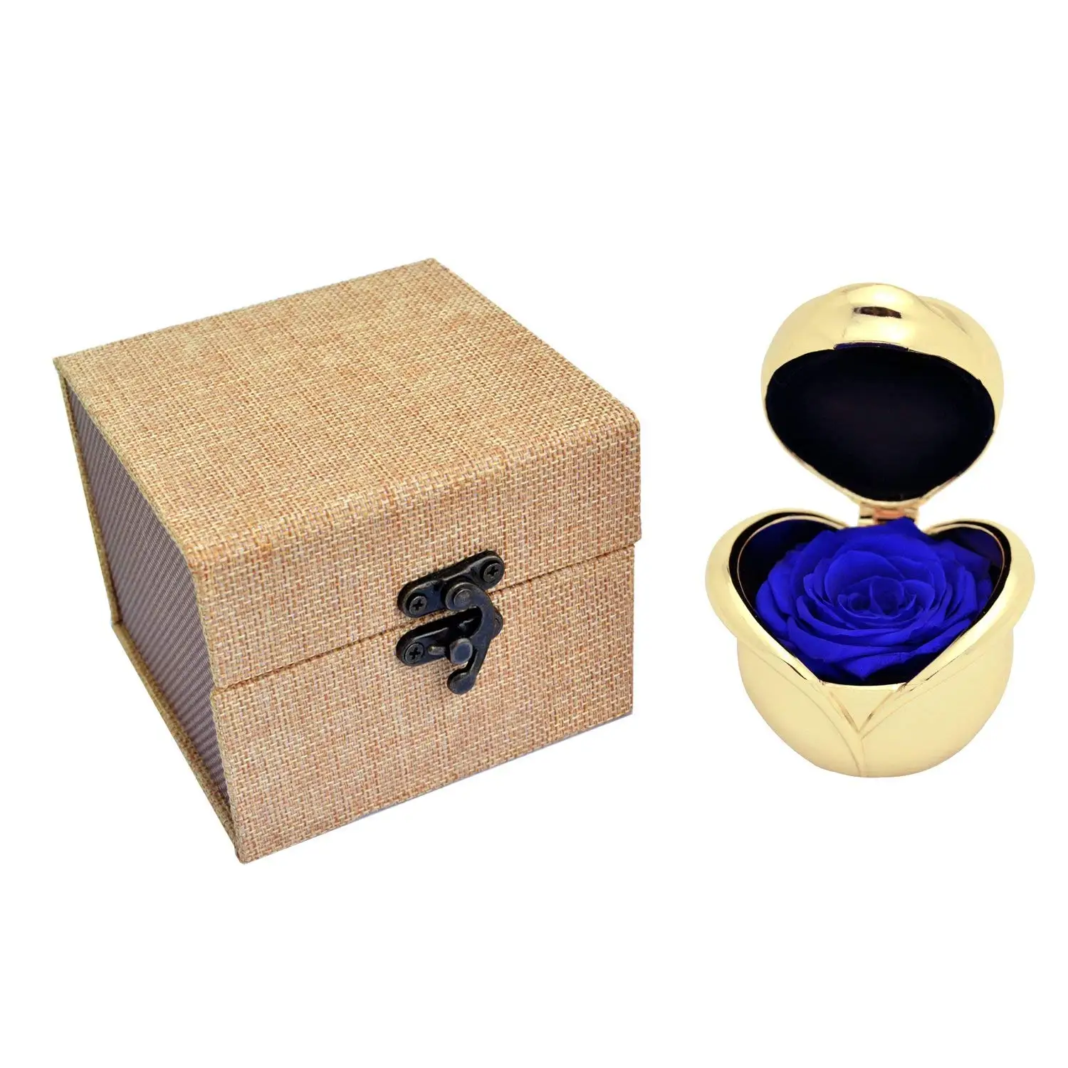 European Style Min Gift  Never Withered Immortal Eternal Life Preserved Rose in Enchanted Ring Box