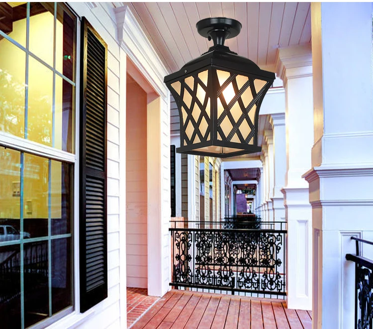 Garden Courtyard Terrace Hanging Lamp Aisle Gazebo Rack Waterproof Outdoor Pendant Light Low Cost Products European Black Custom