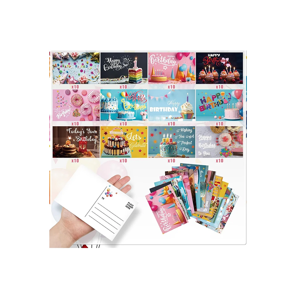 Happy Birthday Cards Bulk Box Set with Envelopes Assorted Boxed Blank Happy Birthday Greeting Cards for Kids Adults