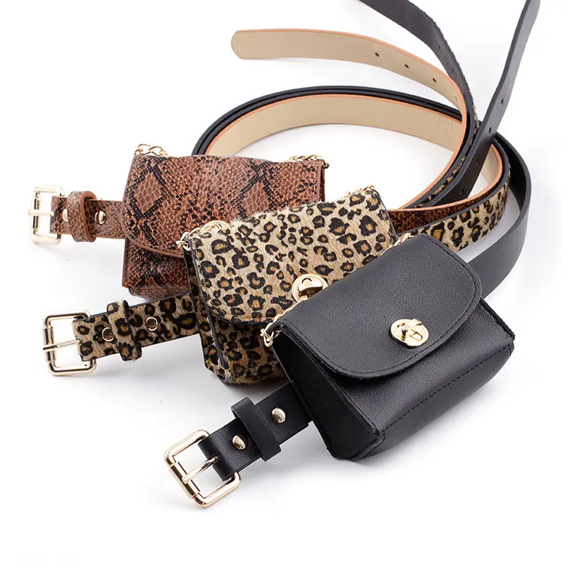 High quality fashion boutique snake pattern purse ladies casual wear with diagonal chain belt belt ladies belt