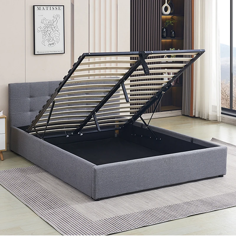 Modern Lift up Ottoman Storage Bed Twin Full Double Queen King Super Size Upholstered Frame
