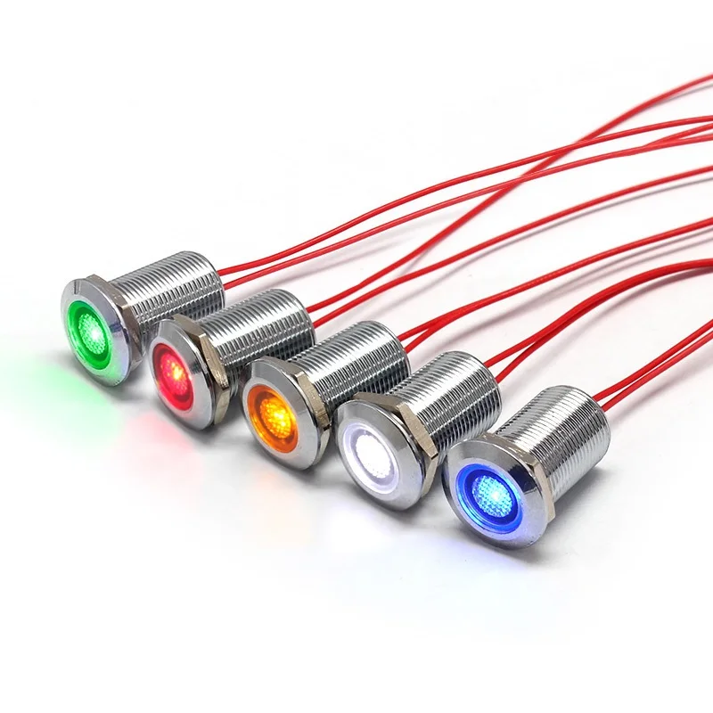FILN 12mm  Low Voltage Waterproof ip67 12v Indicator Light Brake Failure Indicator Light with Symbol Red Green Yellow Blue White