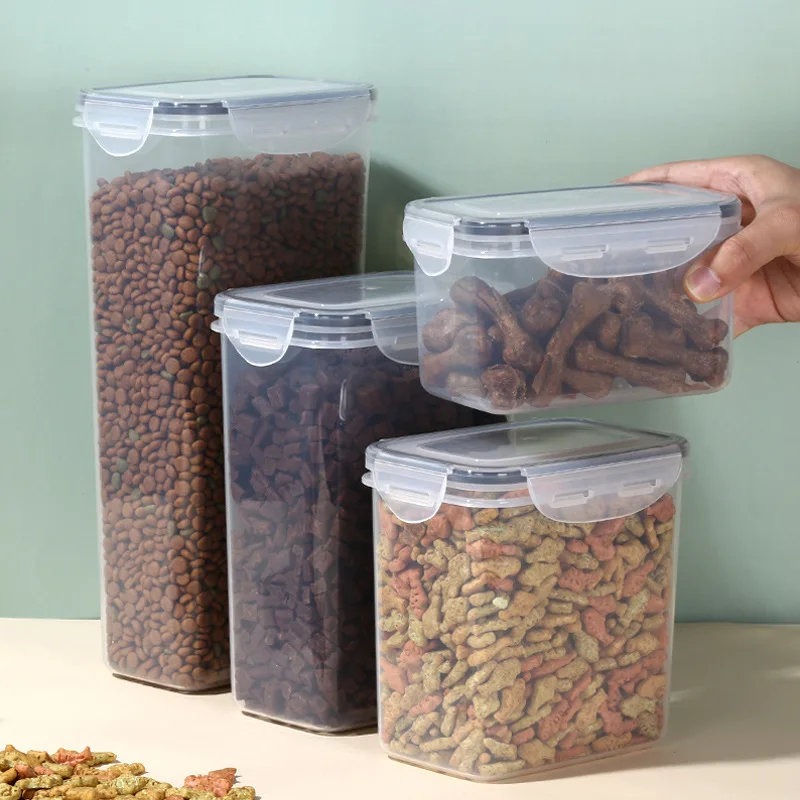 Wholesale 24 Pcs Set Plastic Pet Cat Dog Food Storage Container Dog Food Storage Bin Storage Tank  Moistureproof Sealed Food Jar