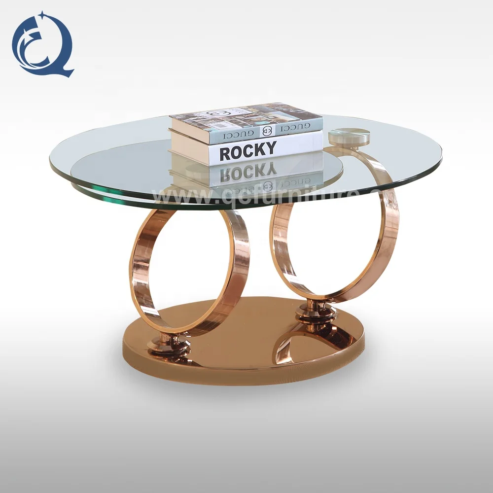 
manufacturer wholesale modern metal extendable rotating folding tempered glass coffee table 