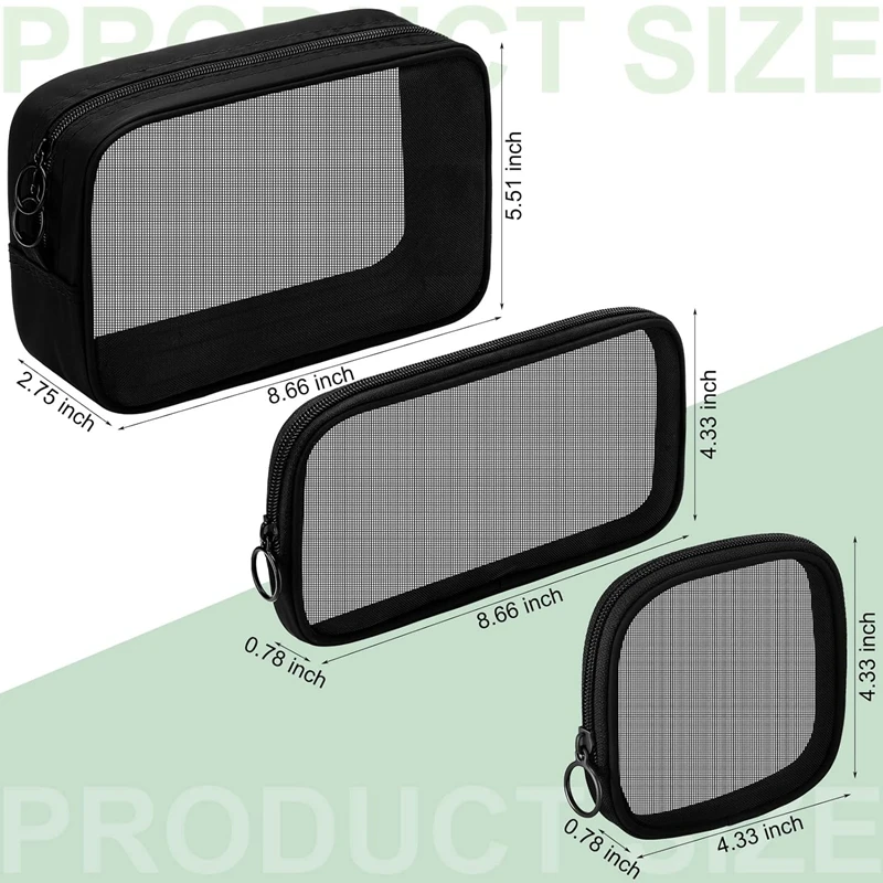Custom Logo Mesh Makeup Bag Transparent Travel Toiletry Accessories Bag with Zipper Mini Make up Pouch Wash Purse Cosmetic Bags