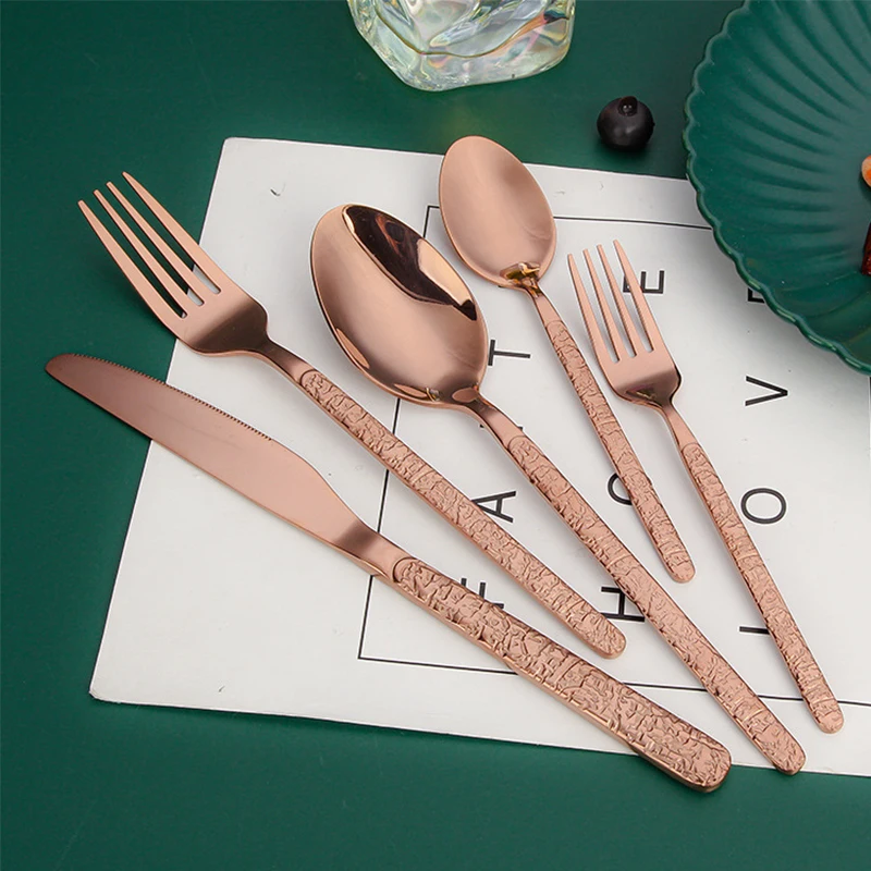Luxury Knife Spoon Fork Set Royal Stainless Steel Flatware Sets Restaurant Golden Cutlery Wedding Gold Cutlery Set
