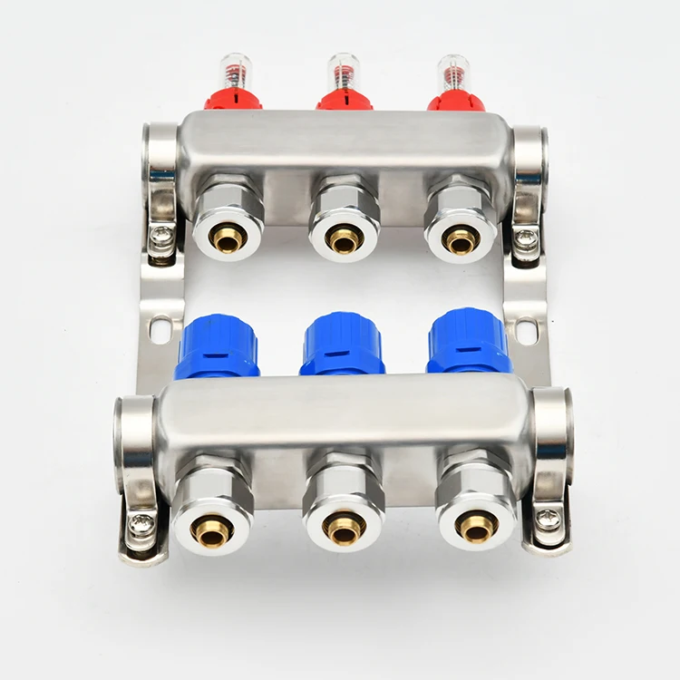 SANIPRO High Quality Water Distribution 304 Stainless Steel Flow Meter Manifolds for Hydronic Radiant Floor Heating