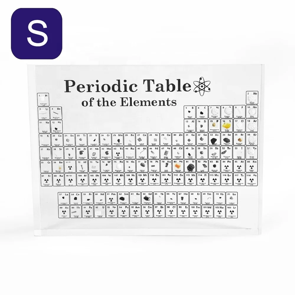 New Periodic Table with Real Elements Inside Teaching Tool Student Teacher Gift Craft Decoration Acrylic Periodic Table Display