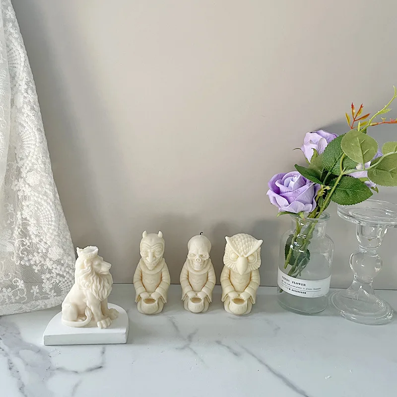 INTODIY домашнее украшение форма из смолы в виде животного ароматический пластырь изготовление мыла креативная силиконовая льва совы зомби свечи