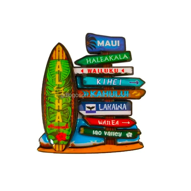Logoson фирменные сувениры Aloha Shaka знаки руки Гавайский квадратный магнит Гавайская фольга магниты на холодильник