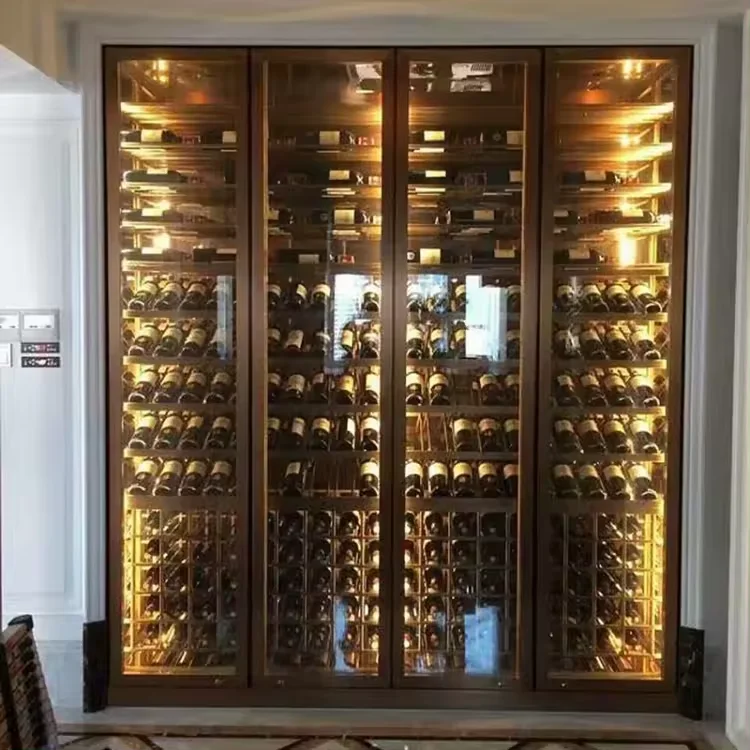 Stainless steel wine display shelves temperature control wine cabinet for restaurant