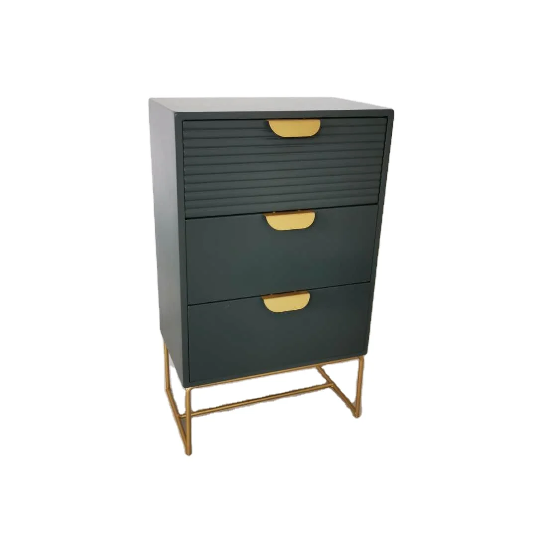  Современная металлическая ручка Mid-Century 3 выдвижных ящика для спальни деревянный шкаф с металлическими