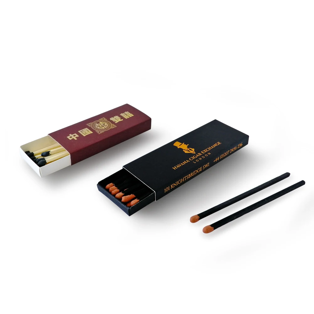 
High quality safety custom cigar matches wholesale matchboxes luxury black matchsticks 