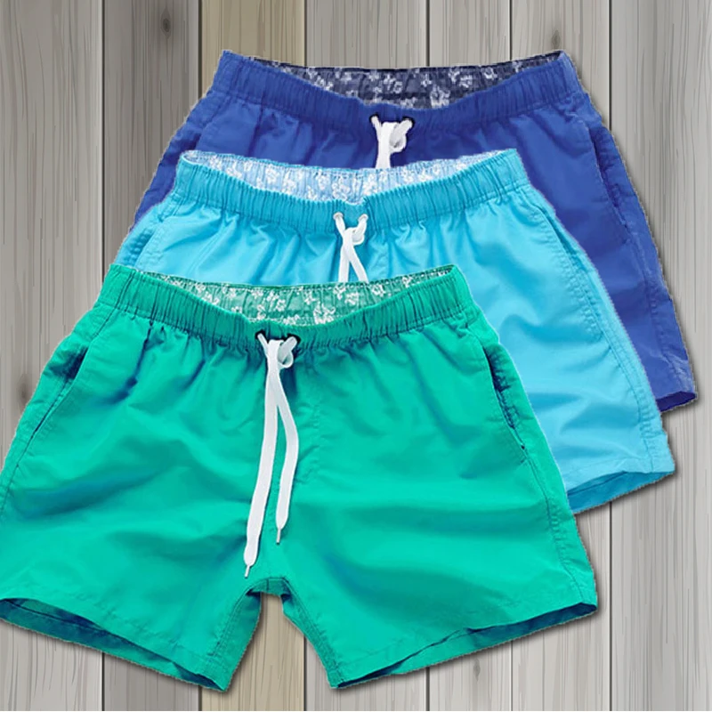 Customized Logo 16 Colors Solid Beach Shorts Plain Blue Men Swim Trunks Quick Dry Outdoor Track Shorts Board Shorts