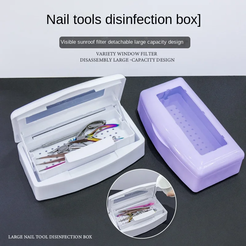 Professional Plastic Manicure Nail Box Clipper Tweezers Nail Art Sterilizer Tool Salon Nail Sterilizer Disinfection Box